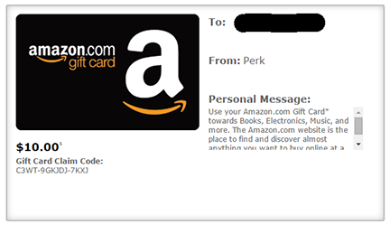 Amazon PerkTV 10 dollar giftcard payment proof 3