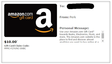 Amazon PerkTV 10 dollar giftcard payment proof 2